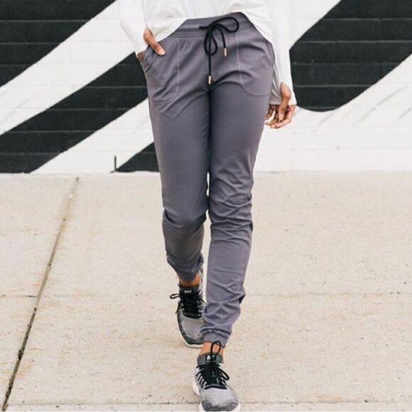 Zyia Joggers Large Gray Peak Zipper Ankle Casual Gym Fitted Drawstring C34 - Picture 1 of 8